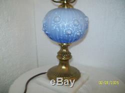 Fenton Blue Opalescent Rose Lamp