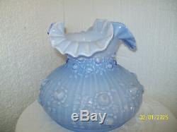 Fenton Blue Opalescent Rose Lamp