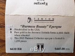 Fenton Burmese Beauty Epergne Platinum Collection
