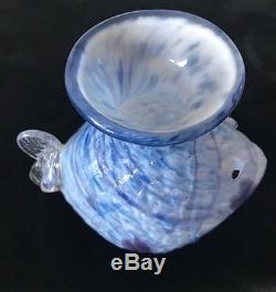 Fenton By Dave Fetty OOAK Fish-2003-Hanging Hearts In Blue and White