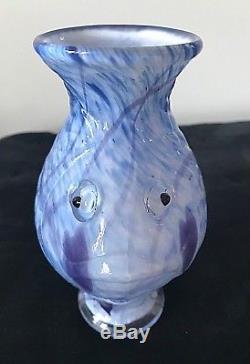 Fenton By Dave Fetty OOAK Fish-2003-Hanging Hearts In Blue and White