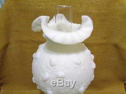 Fenton Cabbage Rose GWTW Lamp n White Satin Glass circa 1970's