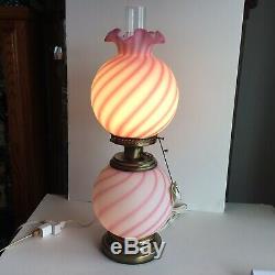 Fenton Candy Stripe Gone With The Wind Lamp