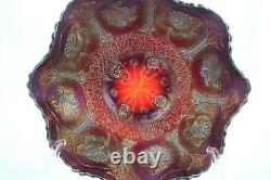 Fenton Carnival Glass Dragon & Lotus Ruby Red