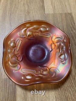 Fenton Carnival Glass Kittens 3 Lobed Dish With Kittens Under Plate