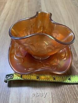 Fenton Carnival Glass Kittens 3 Lobed Dish With Kittens Under Plate