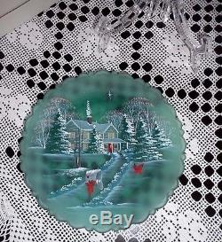 Fenton Christmas Star Collection Our Home Is Blessed 1995 8 Plate Green Satin