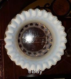 Fenton Coin Dot Lamp French Opalescent Glass Charleton Hand Painted Roses GWTW