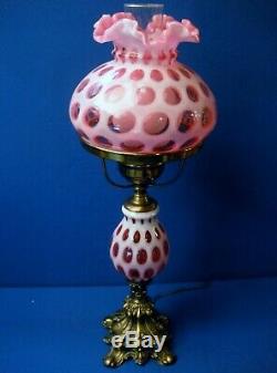 Fenton Cranberry Coin Dot Lamp Large Nr
