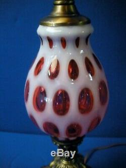 Fenton Cranberry Coin Dot Lamp Large Nr