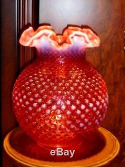 Fenton Cranberry Hobnail Opalescent Lamp Shade