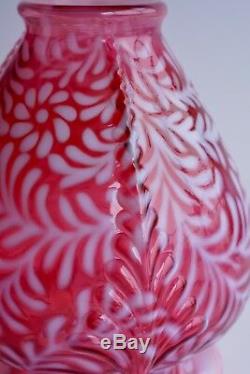 Fenton Cranberry Opalescent Daisy & Fern Ruffled Vase 9 ½ Tall