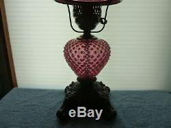 Fenton Cranberry Opalescent Hobnail Lamp 18 3/4 Tall