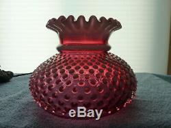 Fenton Cranberry Opalescent Hobnail Lamp 18 3/4 Tall