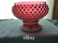 Fenton Cranberry Opalescent Hobnail Lamp 18 3/4 Tall