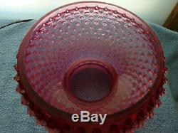 Fenton Cranberry Opalescent Hobnail Lamp 18 3/4 Tall