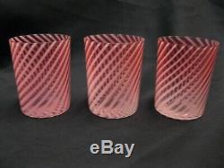 Fenton Cranberry Spiral Optic Pitcher And 3 Tumblers