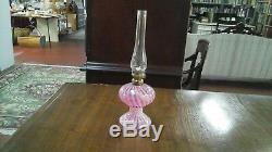 Fenton Cranberry Swirl Glass Oil Lamp