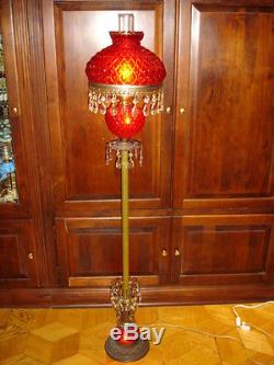 Fenton Diamond Ruby Red glass GWTW FLOOR lamp withNUDE WOMAN FIGURINS