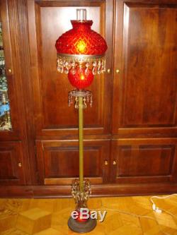 Fenton Diamond Ruby Red glass GWTW FLOOR lamp withNUDE WOMAN FIGURINS