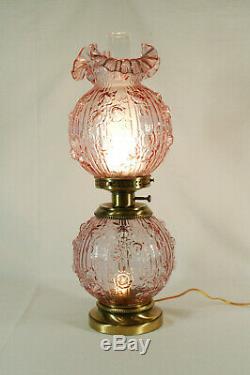 Fenton Dusty Rose Pink Cabbage Rose 23 Gone With the Wind Lamp