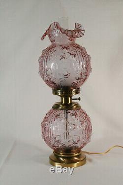 Fenton Dusty Rose Pink Cabbage Rose 23 Gone With the Wind Lamp