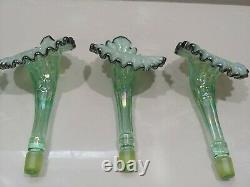 Fenton EPERGNE Willow Green Thumbprint w Black Iridized Crest MUSEUM COLLECTION