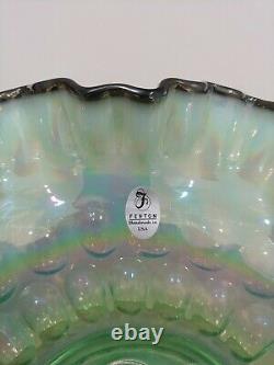Fenton EPERGNE Willow Green Thumbprint w Black Iridized Crest MUSEUM COLLECTION