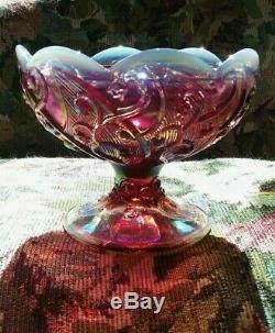 Fenton Fairy Lamp Light Plum Carnival Opalescent Figurine Lily Valley Candle