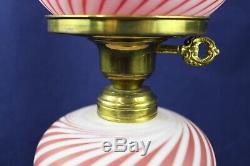 Fenton For L G Wright Cranberry Spiral/Swirl Optic Lamp Vintage 17 3/4 Tall