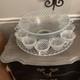Fenton French Opalescent Hobnail 13 Pc Punch Set withBowl, Underplate & 11 Cups