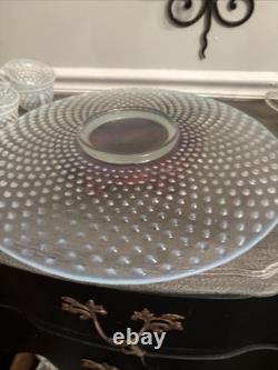 Fenton French Opalescent Hobnail 13 Pc Punch Set withBowl, Underplate & 11 Cups