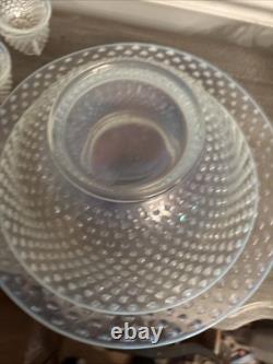 Fenton French Opalescent Hobnail 13 Pc Punch Set withBowl, Underplate & 11 Cups