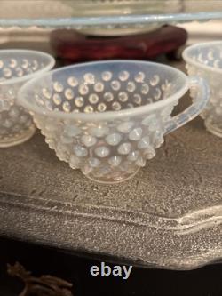 Fenton French Opalescent Hobnail 13 Pc Punch Set withBowl, Underplate & 11 Cups
