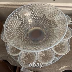 Fenton French Opalescent Hobnail 13 Pc Punch Set withBowl, Underplate & 11 Cups