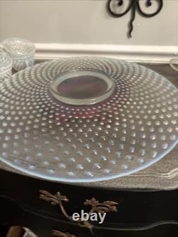 Fenton French Opalescent Hobnail 13 Pc Punch Set withBowl, Underplate & 11 Cups