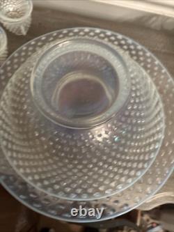 Fenton French Opalescent Hobnail 13 Pc Punch Set withBowl, Underplate & 11 Cups
