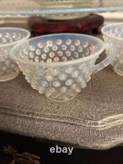 Fenton French Opalescent Hobnail 13 Pc Punch Set withBowl, Underplate & 11 Cups
