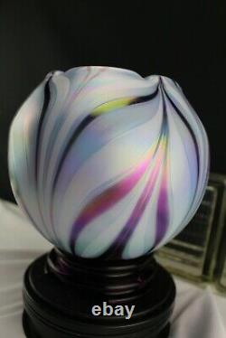 Fenton Glass 2010 Dave Fetty Lavender Haze Feather Vase Horizons Collection