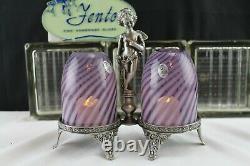 Fenton Glass Angel Cherub/cupid Double Fairy Light Lamp Aubergine Opal Swirl