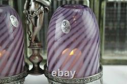 Fenton Glass Angel Cherub/cupid Double Fairy Light Lamp Aubergine Opal Swirl