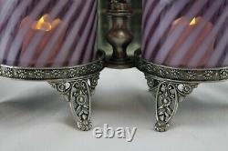 Fenton Glass Angel Cherub/cupid Double Fairy Light Lamp Aubergine Opal Swirl