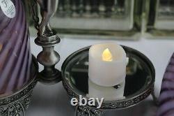 Fenton Glass Angel Cherub/cupid Double Fairy Light Lamp Aubergine Opal Swirl
