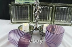 Fenton Glass Angel Cherub/cupid Double Fairy Light Lamp Aubergine Opal Swirl