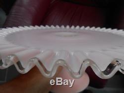 Fenton Glass Cake Stand Pink Color Fancy Edge