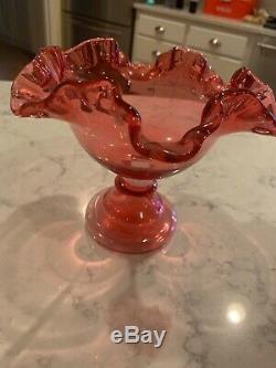 Fenton Glass Cranberry Epergne one Horn. RARE