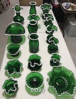 Fenton Glass, Emerald Green Snow Crest