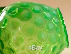 Fenton Glass Green Opalescent Dot Optic Water Set Pitcher Glasses 5 Pcs