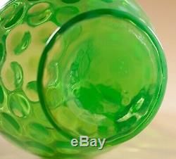 Fenton Glass Green Opalescent Dot Optic Water Set Pitcher Glasses 5 Pcs