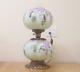 Fenton Glass Hummingbirds Lotus Mist Ooak CC Hardman Green Burmese Ball Lamp